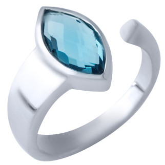 Срібна обручка жіноча з каменем топаз Лондон Блю блакитного кольору каблучка із срібла 925 проби розмір 17,5 - Інтернет-магазин спільних покупок ToGether