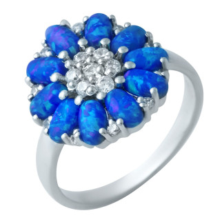 Срібна обручка жіноча з синім опалом перстень каблучка зі срібла 925 проби розмір 17 - Інтернет-магазин спільних покупок ToGether