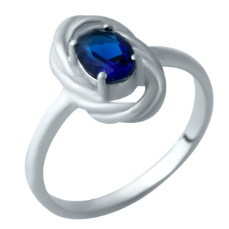 Жіноча срібна обручка з синім каменем сапфіром nano каблучка із срібла родована розміp 17 - Інтернет-магазин спільних покупок ToGether