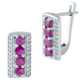 Стильні срібні сережки з натуральним рубіном висячі жіночі сережки зі срібла серги з англійським замком - Інтернет-магазин спільних покупок ToGether