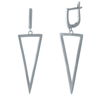 Срібні сережки без каменів з англійським замком звисаючий трикутник великі жіночі сережки зі срібла - Інтернет-магазин спільних покупок ToGether