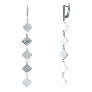 Стильні срібні сережки підвіски без каменів довгі жіночі сережки ромбики зі срібла з англійським замком - Інтернет-магазин спільних покупок ToGether