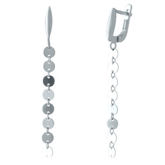 Стильні срібні сережки підвіски без каменів довгі жіночі сережки з колами зі срібла англійський замок - Інтернет-магазин спільних покупок ToGether
