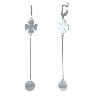 Стильні срібні сережки підвіски клевери без каменів висячі жіночі сережки з англійським замком зі срібла - Інтернет-магазин спільних покупок ToGether