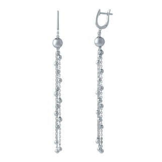 Срібні сережки підвіски без каменів з кульками по довжині жіночі сережки висячі довгі з англійським замком - Інтернет-магазин спільних покупок ToGether