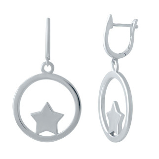 Срібні сережки підвіски без каменів кільця із зірочкою жіночі сережки з англійським замком зі срібла - Інтернет-магазин спільних покупок ToGether