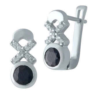 Стильні срібні сережки з натуральним сапфіром висячі жіночі сережки зі срібла серги з англійським замком - Інтернет-магазин спільних покупок ToGether