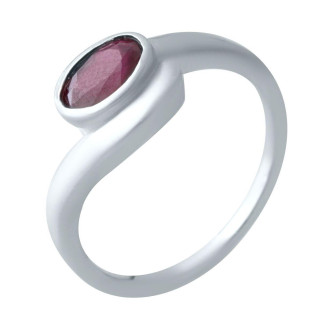 Жіноча срібна обручка із натуральним каменем рубіном бордового кольору розмір 17,5 - Інтернет-магазин спільних покупок ToGether