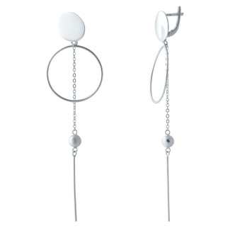 Стильні срібні сережки підвіски без каменів з кільцями та ланцюжком жіночі сережки висячі з англійським замком - Інтернет-магазин спільних покупок ToGether