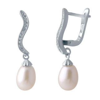 Ніжні срібні сережки з натуральними перлами жіночі сережки підвіски зі срібла з англійським замком - Інтернет-магазин спільних покупок ToGether