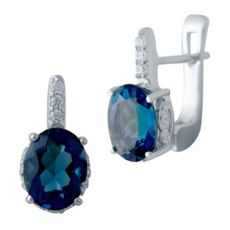 Ніжні срібні сережки з синім топазом Лондон Блю круглі жіночі сережки зі срібла з англійським замком - Інтернет-магазин спільних покупок ToGether