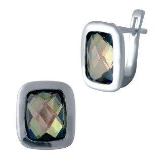 Стильні срібні сережки з містик топазом квадратні жіночі сережки зі срібла серги з англійським замком - Інтернет-магазин спільних покупок ToGether
