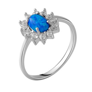 Срібна обручка жіноча з синім опалом перстень каблучка зі срібла 925 проби розмір 18 - Інтернет-магазин спільних покупок ToGether
