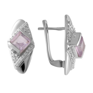 Витончені срібні сережки з натуральним рожевим аметистом жіночі сережки зі срібла серги з англійським замком - Інтернет-магазин спільних покупок ToGether