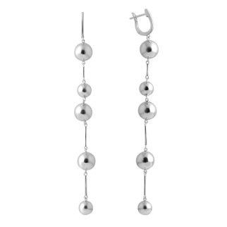 Срібні сережки підвіски без каменів з кульками по довжині жіночі сережки висячі довгі з англійським замком - Інтернет-магазин спільних покупок ToGether