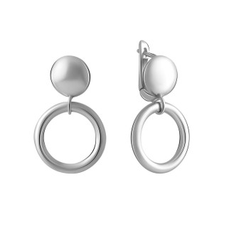 Стильні срібні сережки підвіски кільця без каменів звисаючі жіночі сережки зі срібла з англійським замком - Інтернет-магазин спільних покупок ToGether