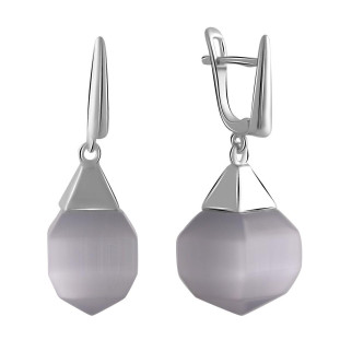 Стильні срібні сережки з котячим оком підвіски жіночі висячі сережки зі срібла серги з англійським замком - Інтернет-магазин спільних покупок ToGether