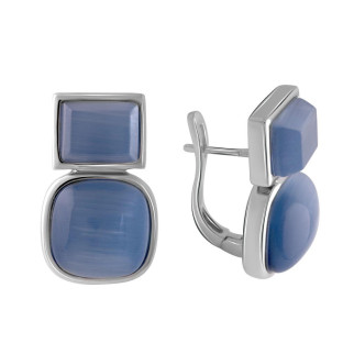 Стильні срібні сережки з котячим оком великі жіночі сережки зі срібла серги з англійським замком - Інтернет-магазин спільних покупок ToGether