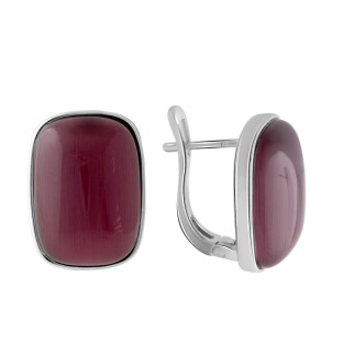 Срібні сережки з котячим оком жіночі великі сережки зі срібла з червоним каменем з англійським замком - Інтернет-магазин спільних покупок ToGether
