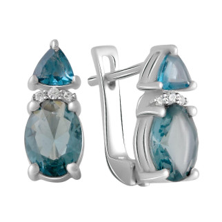 Срібні сережки з блакитним топазом Лондон Блю висячі сережки крапельки з двома каменями сережки зі срібла - Інтернет-магазин спільних покупок ToGether