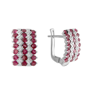 Срібні сережки з натуральним рубіном яскраві квадратні жіночі сережки зі срібла серги кульчики з англійським замком - Інтернет-магазин спільних покупок ToGether