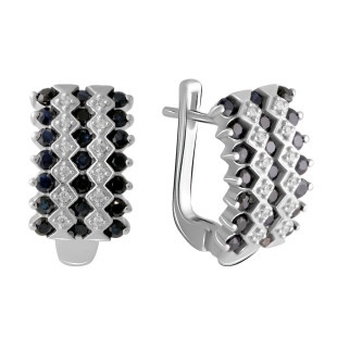 Срібні сережки з натуральним сапфіром яскраві квадратні жіночі сережки зі срібла з англійським замком - Інтернет-магазин спільних покупок ToGether