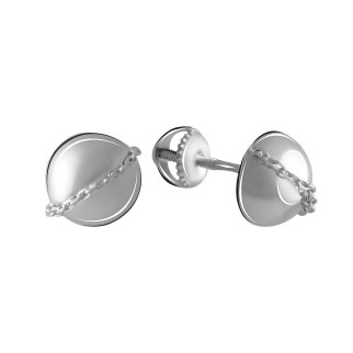 Срібні сережки без каменів жіночі серги зі срібла маленькі круглі гвоздики пусети об'ємні з ланцюжком - Інтернет-магазин спільних покупок ToGether