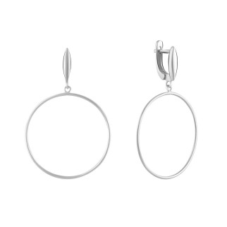 Стильні срібні сережки підвіски каблучки кільця без каменів з англійським замком жіночі сережки зі срібла - Інтернет-магазин спільних покупок ToGether