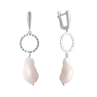 Трендові срібні сережки з натуральними перлами бароковими жіночі сережки підвіски серги зі срібла висячі - Інтернет-магазин спільних покупок ToGether