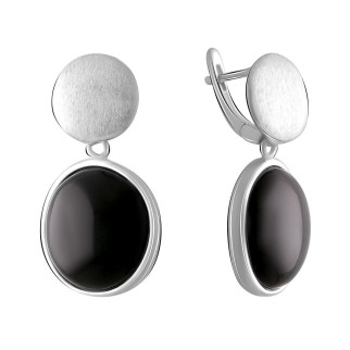 Стильні срібні сережки підвіски з натуральним оніксом висячі жіночі сережки зі срібла з каменем - Інтернет-магазин спільних покупок ToGether