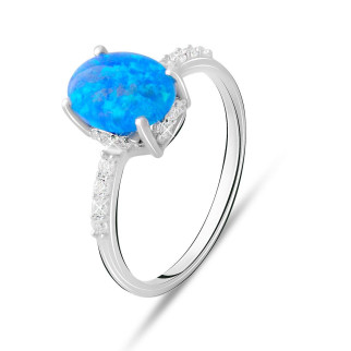 Срібна обручка жіноча з синім опалом перстень каблучка зі срібла 925 проби розмір 18.5 - Інтернет-магазин спільних покупок ToGether
