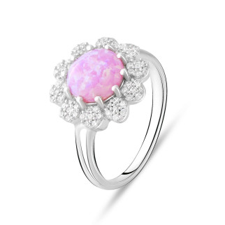Срібна обручка жіноча з рожевим опалом перстень каблучка зі срібла 925 проби розмір 20 - Інтернет-магазин спільних покупок ToGether