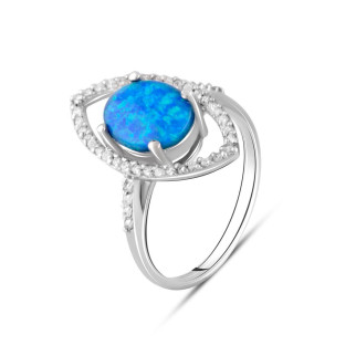 Срібна обручка жіноча з синім опалом перстень каблучка зі срібла 925 проби розмір 18 - Інтернет-магазин спільних покупок ToGether