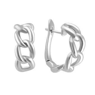Стильні срібні сережки ланцюжок без каменів з англійським замком модні великі жіночі серги зі срібла - Інтернет-магазин спільних покупок ToGether