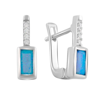 Ніжні маленькі срібні сережки з блакитним опалом висячі жіночі сережки зі срібла довгасті серги срібло - Інтернет-магазин спільних покупок ToGether
