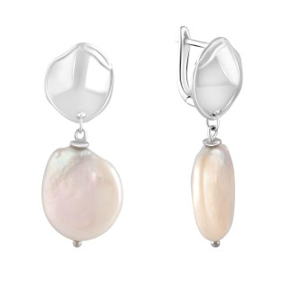 Стильні срібні сережки підвіски з натуральними перлами бароковими на кожен день висячі жіночі сережки на кожен день - Інтернет-магазин спільних покупок ToGether