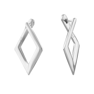 Стильні срібні сережки ромбики без каміння жіночі великі сережки зі срібла геометричні - Інтернет-магазин спільних покупок ToGether