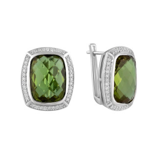 Яскраві зелені срібні сережки з султанітом квадратні округлені сережки зі срібла з великим каменем - Інтернет-магазин спільних покупок ToGether