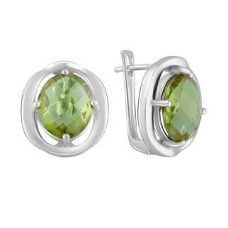 Яскраві зелені срібні сережки з султанітом круглі сережки зі срібла з великим каменем на кожен день - Інтернет-магазин спільних покупок ToGether