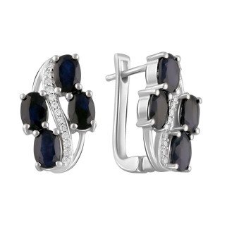 Вишукані срібні сережки з натуральним сапфіром жіночі сережки зі срібла з маленькими темними каменями - Інтернет-магазин спільних покупок ToGether