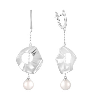 Срібні сережки зі штучними перлами (2106418) - Інтернет-магазин спільних покупок ToGether