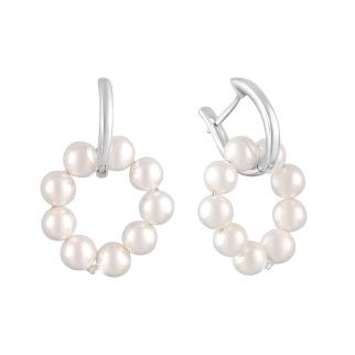 Сучасні срібні сережки зі штучними перлами кільця з маленькими перлами на кожен день зі срібла - Інтернет-магазин спільних покупок ToGether