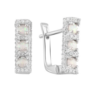 Вишукані срібні сережки з білим опалом висячі довгасті сережки зі срібла серги з маленьким камінням - Інтернет-магазин спільних покупок ToGether