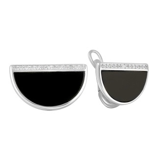 Стильні срібні сережки з натуральним оніксом чорні великі сережки зі срібла у формі півкола - Інтернет-магазин спільних покупок ToGether