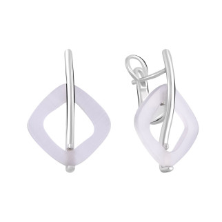 Ніжні срібні сережки з натуральним перламутром геометричні сережки квадратні зі срібла на кожен день - Інтернет-магазин спільних покупок ToGether