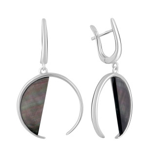 Стильні срібні сережки підвіски з натуральним перламутром у формі кільця модні висячі сережки зі срібла - Інтернет-магазин спільних покупок ToGether