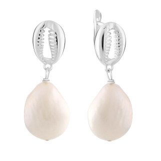 Сучасні срібні сережки підвіски з натуральними перлами бароковим трендові висячі сережки зі срібла - Інтернет-магазин спільних покупок ToGether