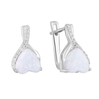 Витончені срібні сережки з білим опалом у формі серця на кожен день висячі маленькі жіночі сережки на кожен день - Інтернет-магазин спільних покупок ToGether