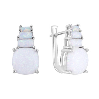 Ніжні срібні сережки з білим опалом жіночі круглі сережки зі срібла з камінням з англійським замком - Інтернет-магазин спільних покупок ToGether
