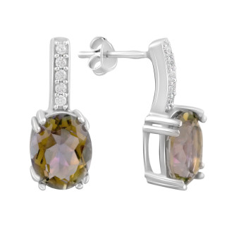 Срібні сережки гвоздики з цитрином nano овальні висячі сережки зі срібла з каменем на кожен день - Інтернет-магазин спільних покупок ToGether